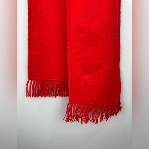 Red Alpaca Wool Blend Fringe Rectangle Scarf - Picture 2 of 6